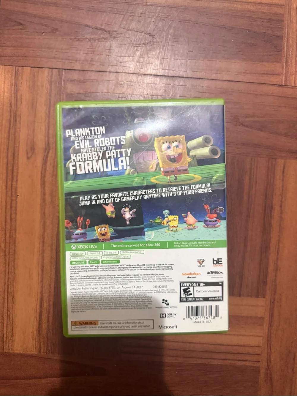 SpongeBob SquarePants: Plankton's Robotic Revenge for Xbox 360 - Yellow Cover